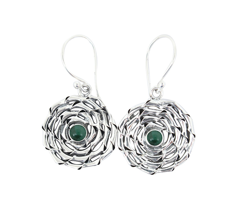 Vogue Crafts & Designs Pvt. Ltd. manufactures Green Stone Illusion Silver Earrings at wholesale price.