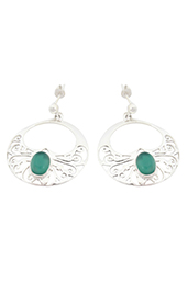 Vogue Crafts and Designs Pvt. Ltd. manufactures Green Stone Silver Earrings at wholesale price.