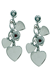 Silver Heart Dangler Earrings