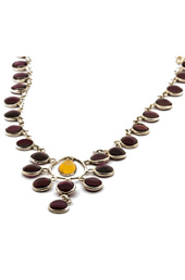 Maroon Stone Silver Necklace