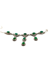 Green Stone Drop Silver Necklace