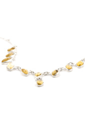 Golden Yellow Stone Silver Necklace