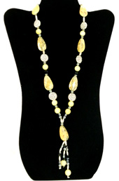 Vogue Crafts and Designs Pvt. Ltd. manufactures Cream Color Stones Silver Necklace at wholesale price.