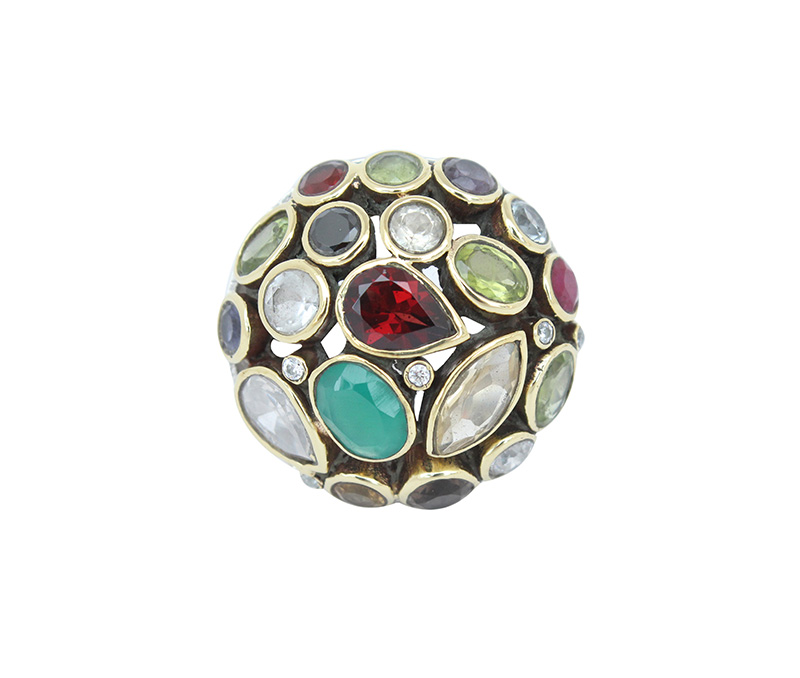 Vogue Crafts & Designs Pvt. Ltd. manufactures Sterling Silver Multicolor Stone Ring at wholesale price.