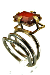 Designer Red Stone Silver Ring