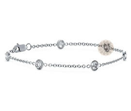 Round Stone Silver Anklet