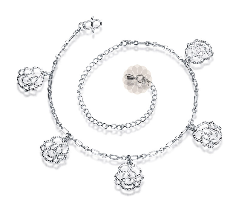Vogue Crafts & Designs Pvt. Ltd. manufactures Rose Flower Silver Anklet at wholesale price.
