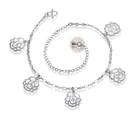Vogue Crafts and Designs Pvt. Ltd. manufactures Rose Flower Silver Anklet at wholesale price.