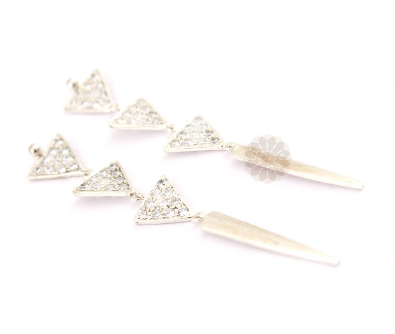 Vogue Crafts & Designs Pvt. Ltd. manufactures Three Tier Triangular Silver Earrings at wholesale price.