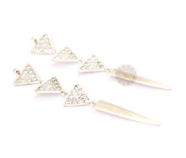 Vogue Crafts and Designs Pvt. Ltd. manufactures Three Tier Triangular Silver Earrings at wholesale price.