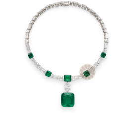 Emerald Stone Silver Necklace