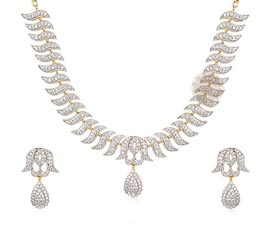 Vogue Crafts and Designs Pvt. Ltd. manufactures Designer Silver Necklace and Earrings Set at wholesale price.