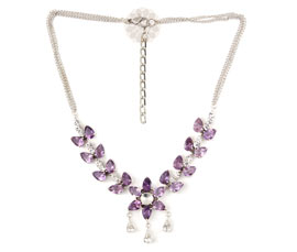 Vogue Crafts and Designs Pvt. Ltd. manufactures Amethyst Stone Silver Necklace at wholesale price.