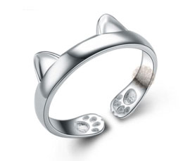 Vogue Crafts and Designs Pvt. Ltd. manufactures Silver Cat Ring at wholesale price.