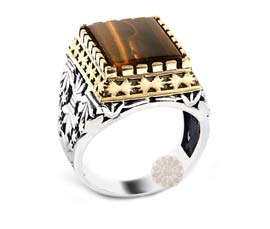 Vogue Crafts and Designs Pvt. Ltd. manufactures Brown Stone Silver Ring at wholesale price.