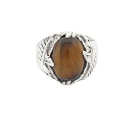 Vogue Crafts and Designs Pvt. Ltd. manufactures Classic Brown Stone Silver Ring at wholesale price.