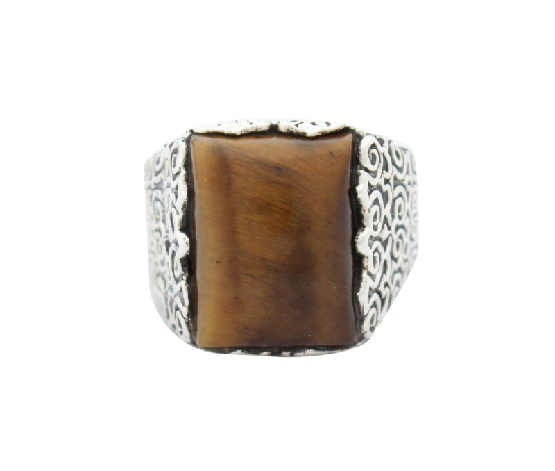 Vogue Crafts & Designs Pvt. Ltd. manufactures Thick Brown Stone Silver Ring at wholesale price.