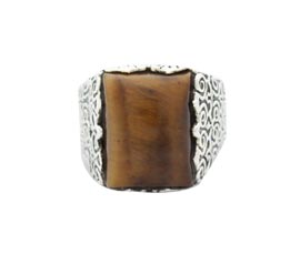 Vogue Crafts and Designs Pvt. Ltd. manufactures Thick Brown Stone Silver Ring at wholesale price.