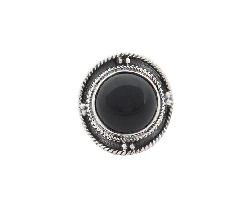 Vogue Crafts & Designs Pvt. Ltd. manufactures Round Black Stone Silver Ring at wholesale price.