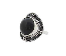 Vogue Crafts and Designs Pvt. Ltd. manufactures Round Black Stone Silver Ring at wholesale price.
