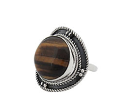 Vogue Crafts and Designs Pvt. Ltd. manufactures Round Brown Stone Silver Ring at wholesale price.