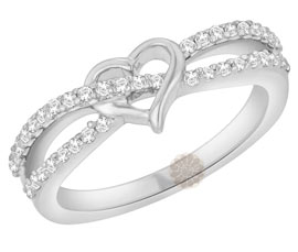 Vogue Crafts and Designs Pvt. Ltd. manufactures Silver Crossover Heart Ring at wholesale price.