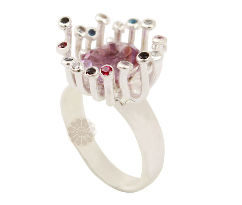 Vogue Crafts & Designs Pvt. Ltd. manufactures Multicolor Stone Sterling Silver Ring at wholesale price.